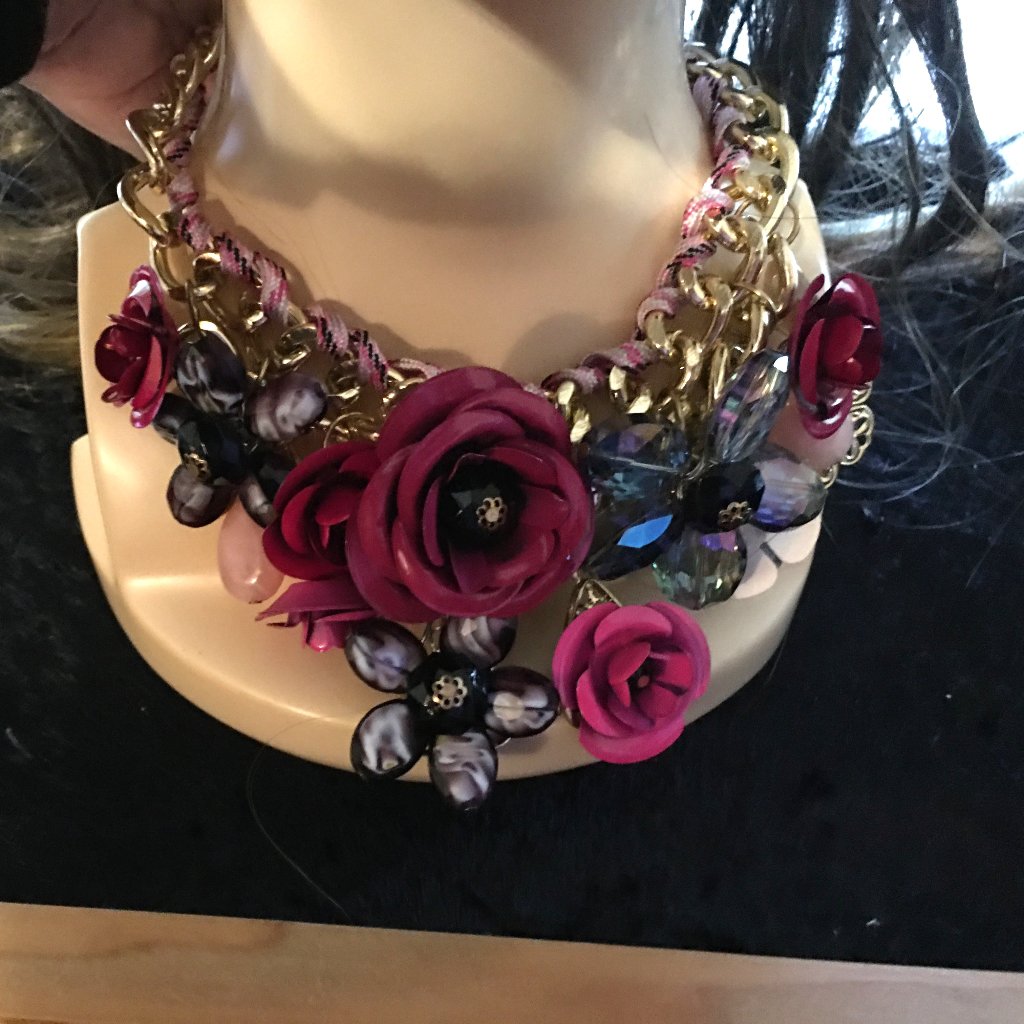 Flower Collage Elegant Statement Necklace - Showstopper Dr2